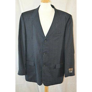 Nino Fenzi  Navy Plaid 3-Button Suit Coat Blazer Jacket sz 50L   Wool